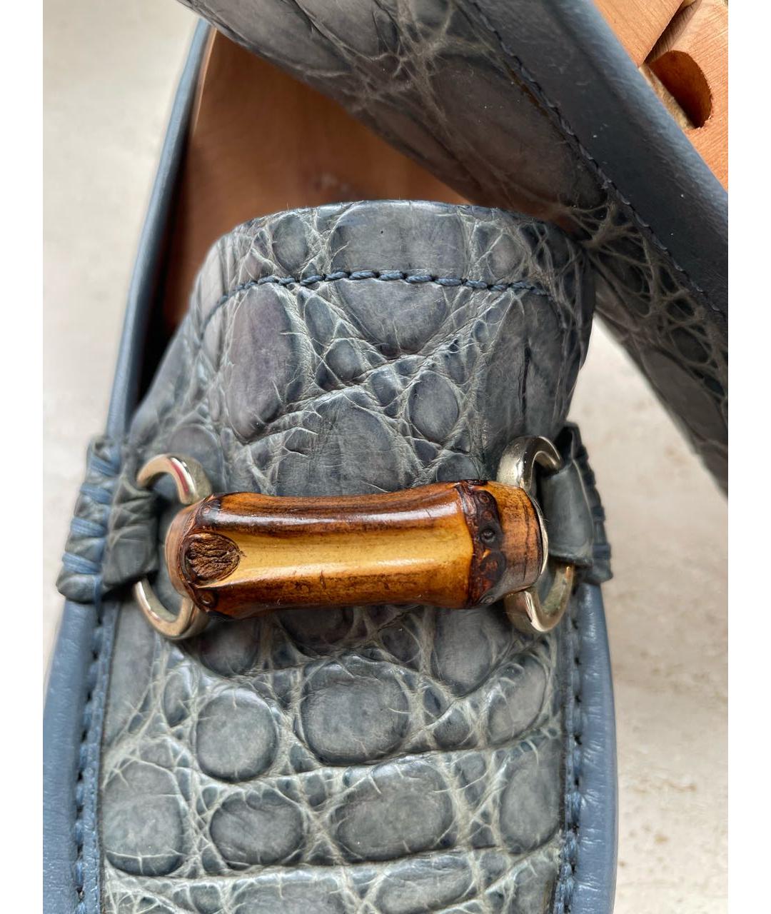 GUCCI Голубые мокасины из экзотической кожи, фото 8