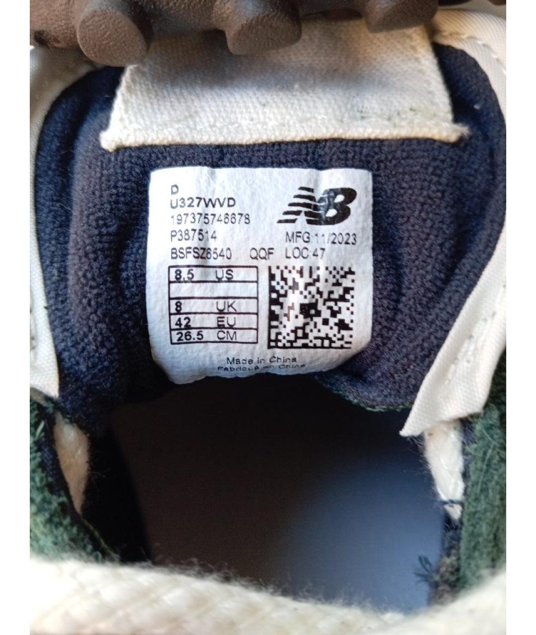 NEW BALANCE Зеленые текстильные низкие кроссовки / кеды, фото 7
