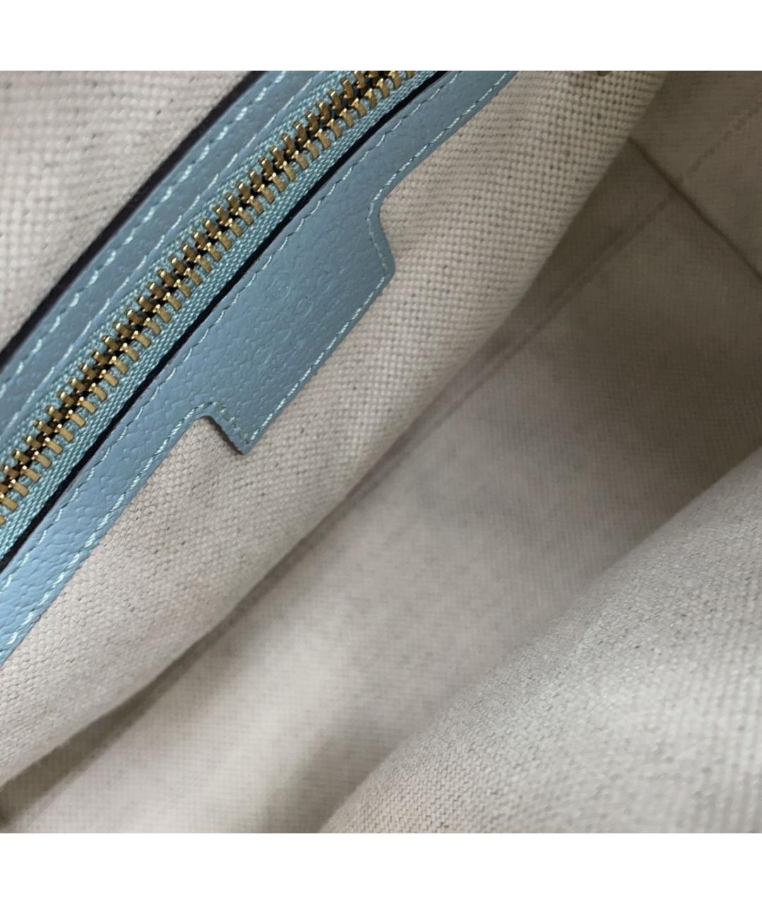 GUCCI Голубая кожаная сумка с короткими ручками, фото 7