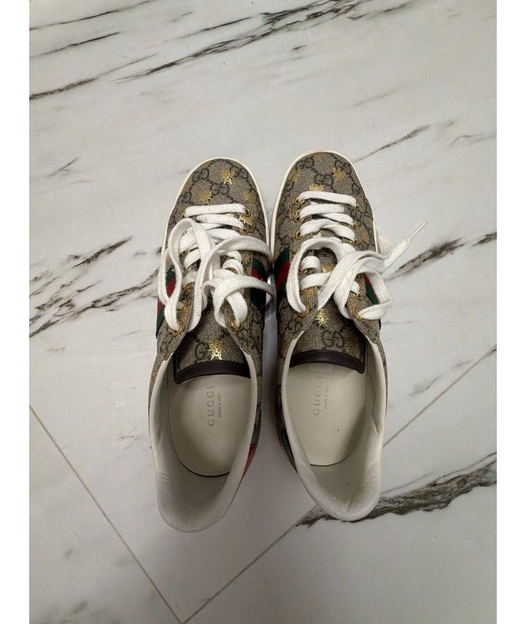 GUCCI Золотые бархатные кеды, фото 3