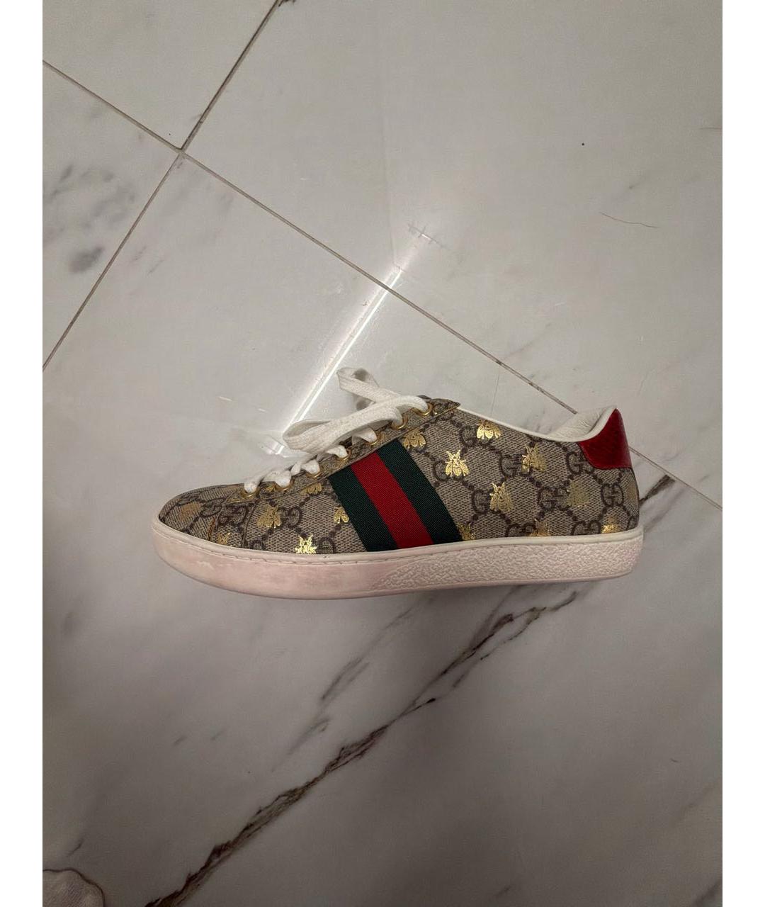 GUCCI Золотые бархатные кеды, фото 5