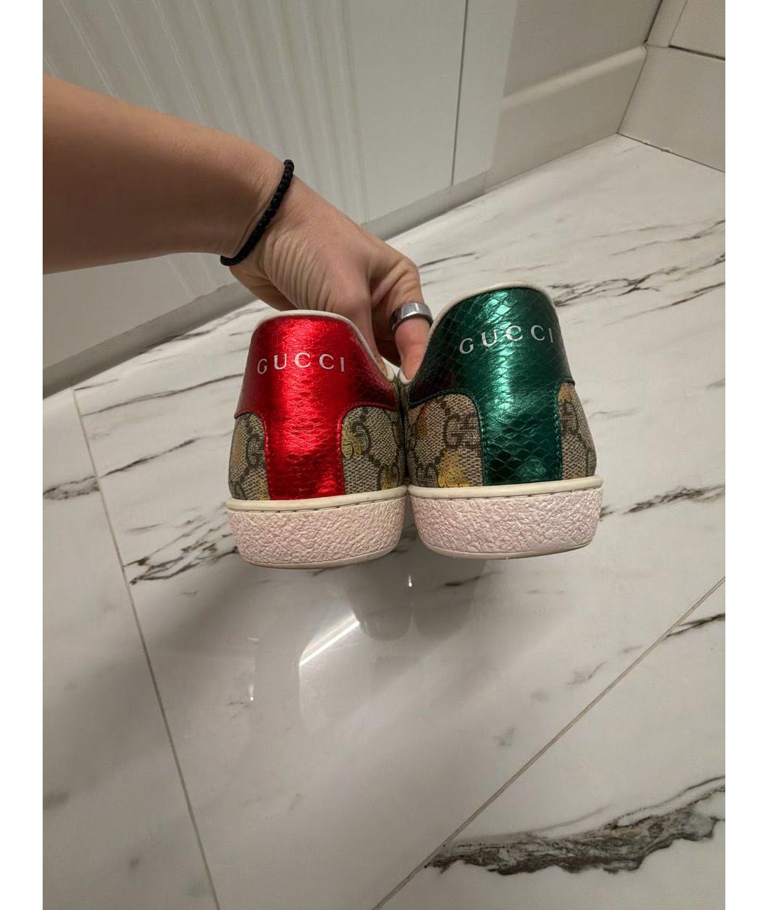 GUCCI Золотые бархатные кеды, фото 4
