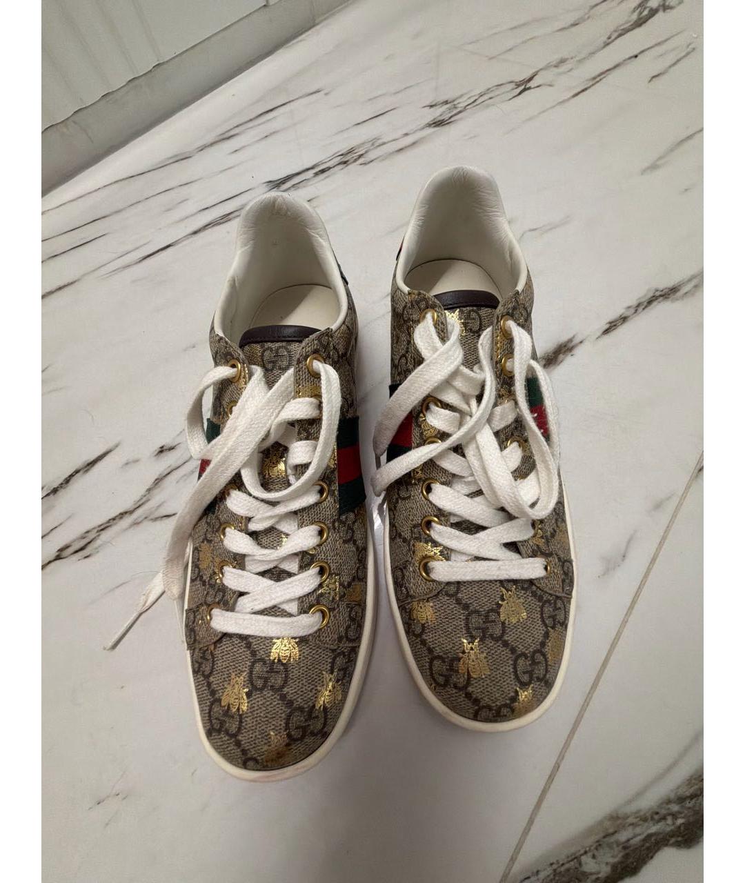 GUCCI Золотые бархатные кеды, фото 2