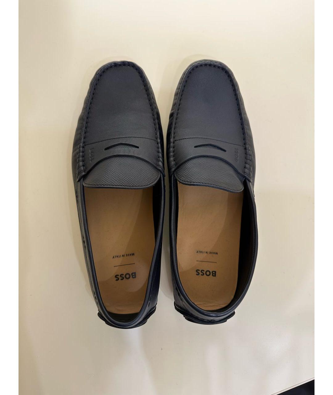 HUGO BOSS Темно-синие кожаные мокасины, фото 3