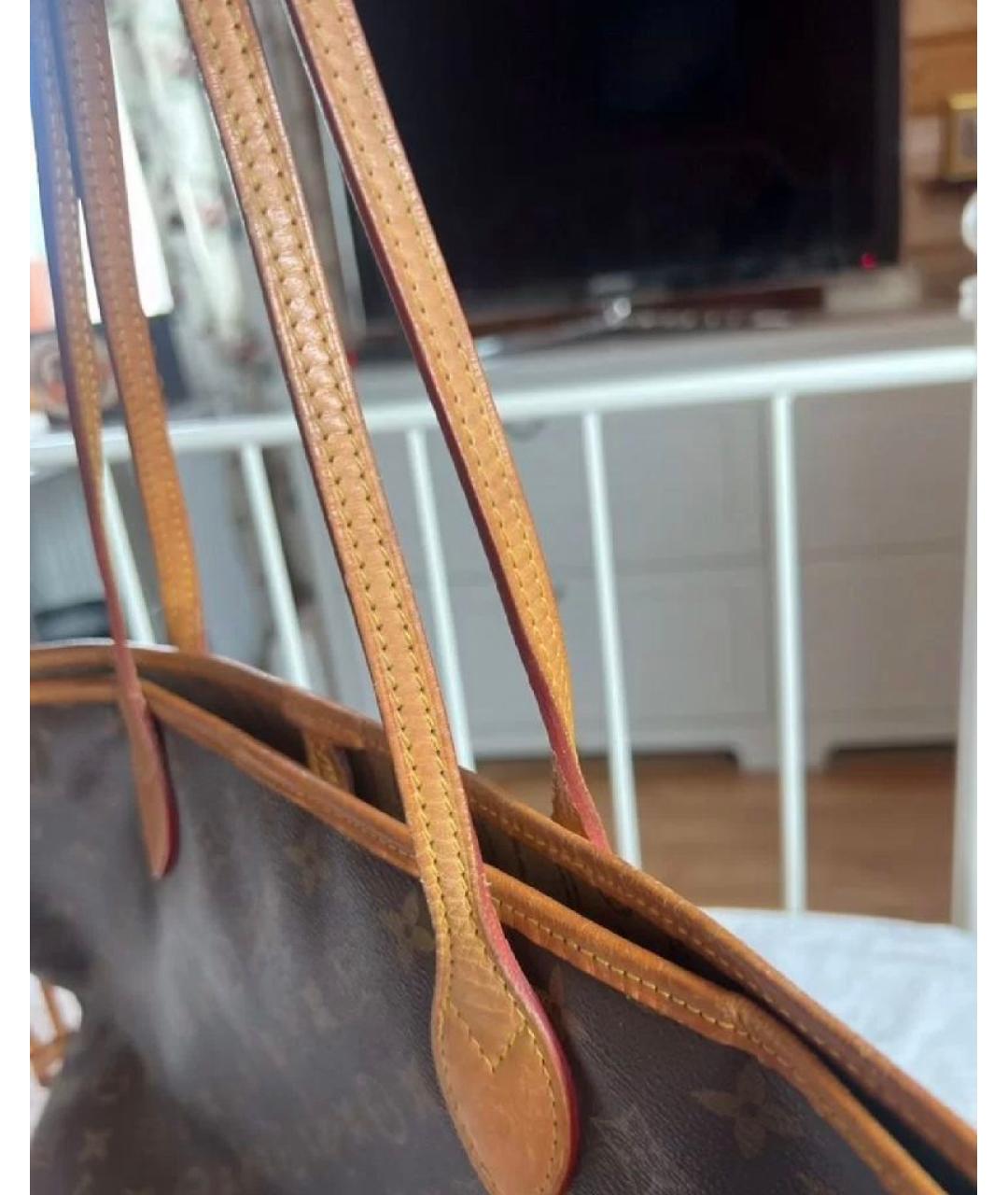 LOUIS VUITTON Коричневая канва сумка тоут, фото 7