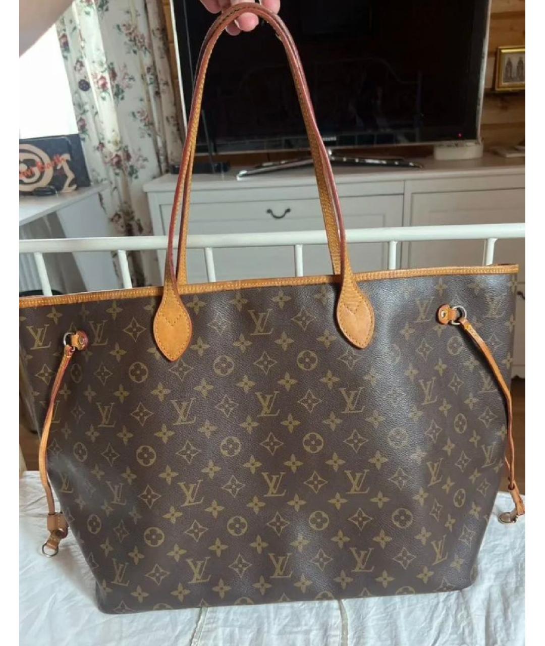 LOUIS VUITTON Коричневая канва сумка тоут, фото 10