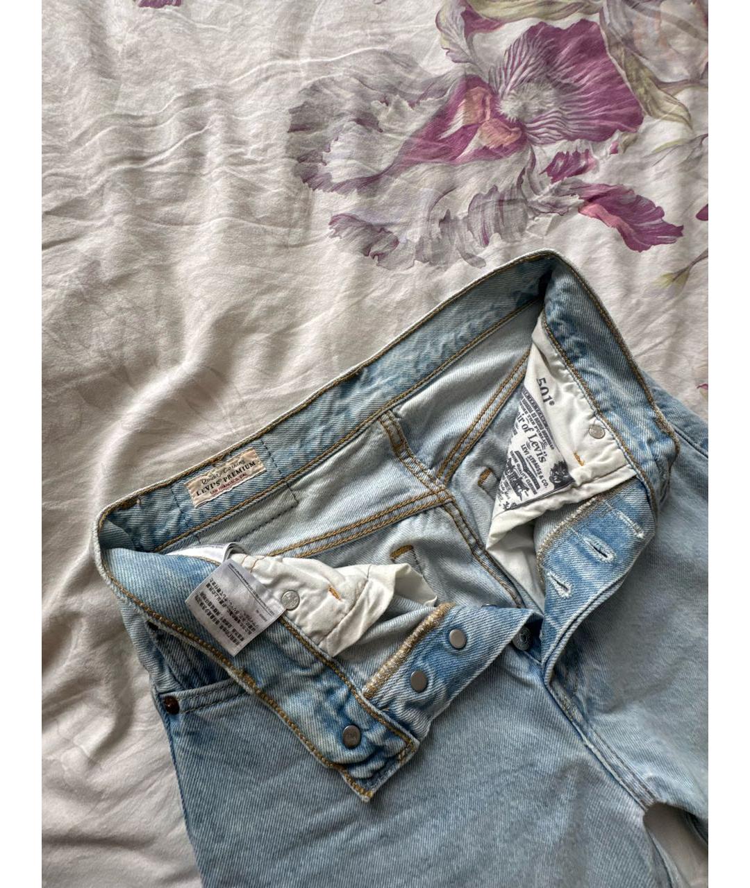 LEVI'S Голубые хлопковые прямые джинсы, фото 2