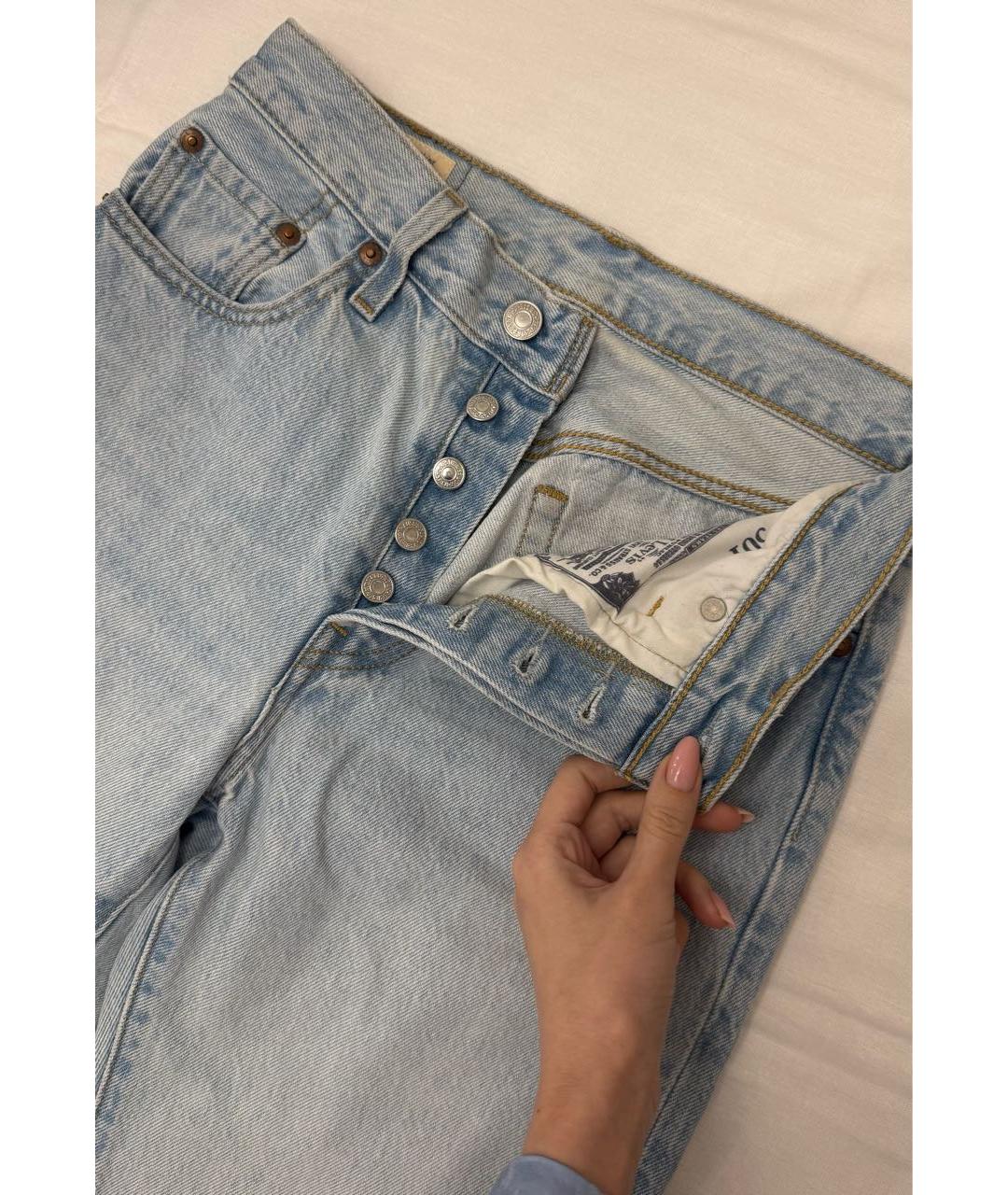 LEVI'S Голубые хлопковые прямые джинсы, фото 3