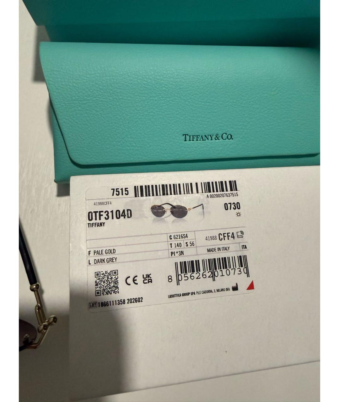 TIFFANY&CO Черные металлические солнцезащитные очки, фото 6