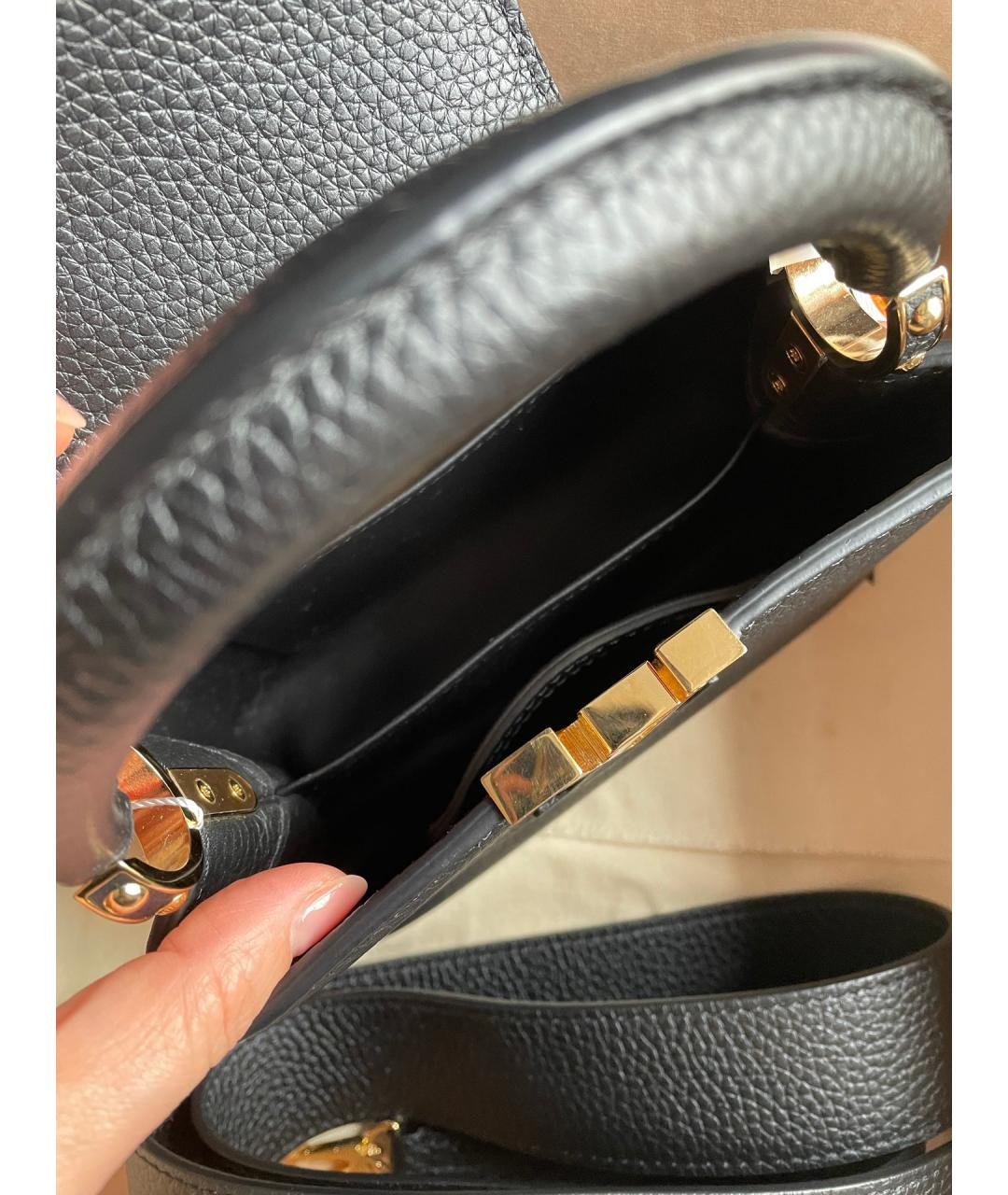 LOUIS VUITTON Черная кожаная сумка тоут, фото 6