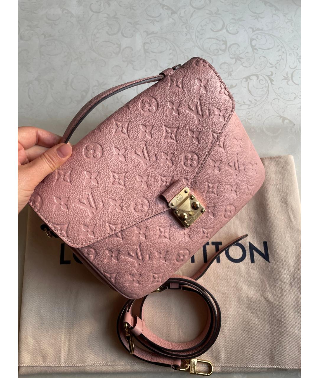 LOUIS VUITTON Розовая кожаная сумка через плечо, фото 2
