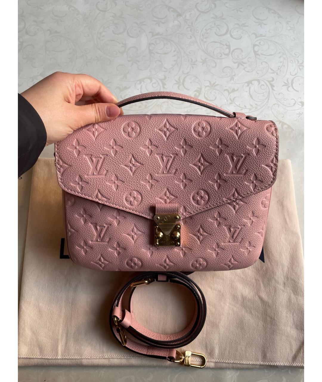 LOUIS VUITTON Розовая кожаная сумка через плечо, фото 7