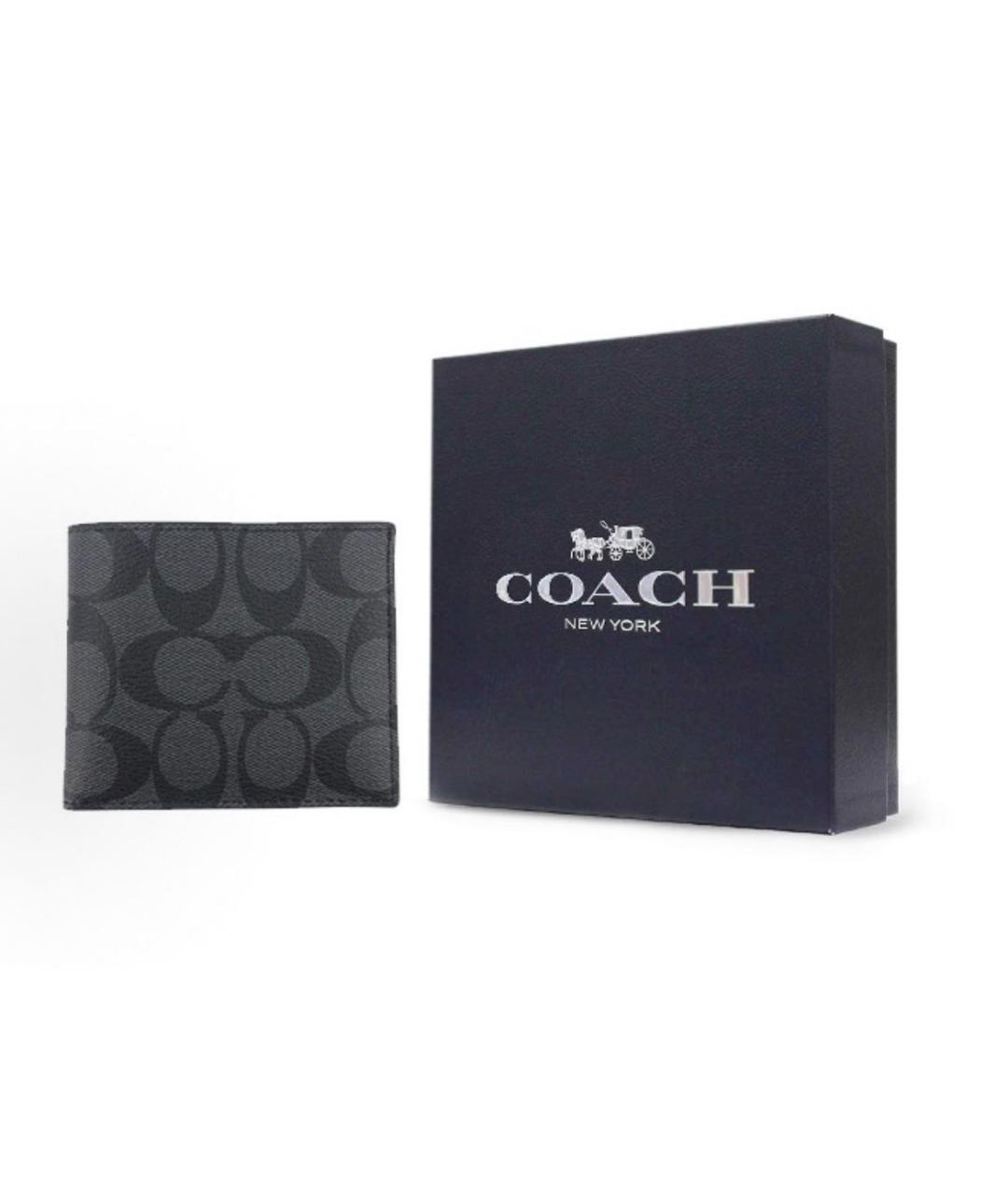 COACH Черный кожаный кошелек, фото 4