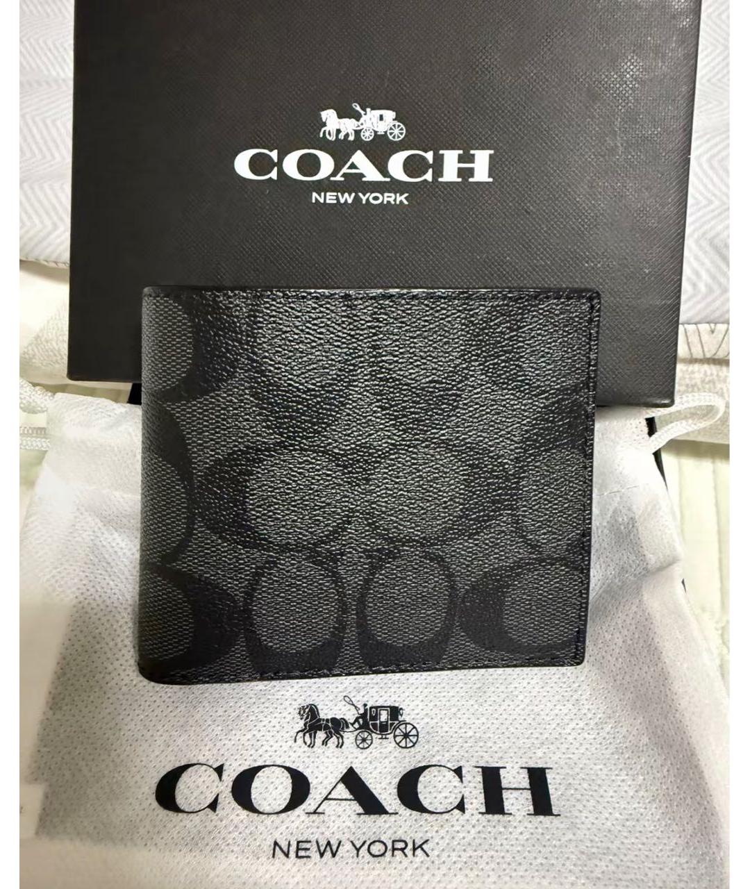 COACH Черный кожаный кошелек, фото 2