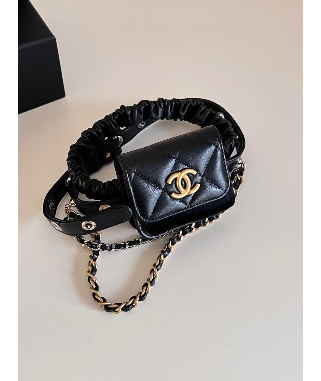 CHANEL Черная кожаная сумка через плечо, фото 4
