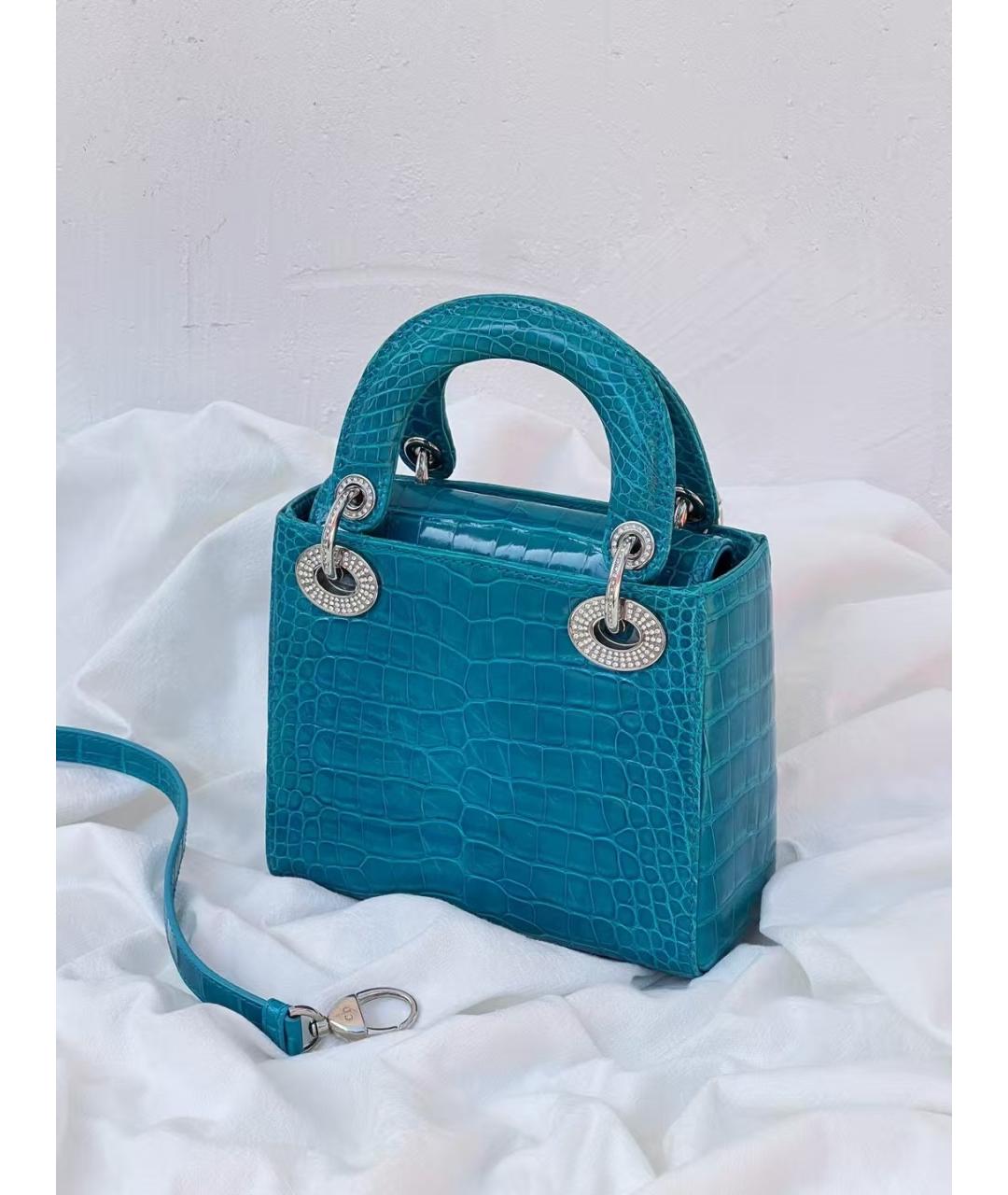 CHRISTIAN DIOR Синяя кожаная сумка тоут, фото 2