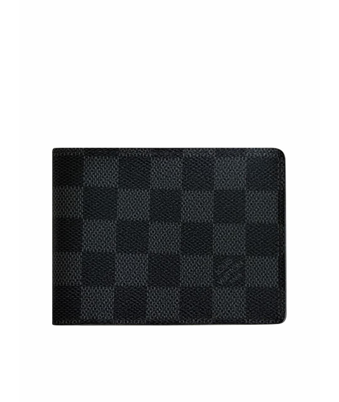 LOUIS VUITTON Антрацитовый кожаный кошелек, фото 1