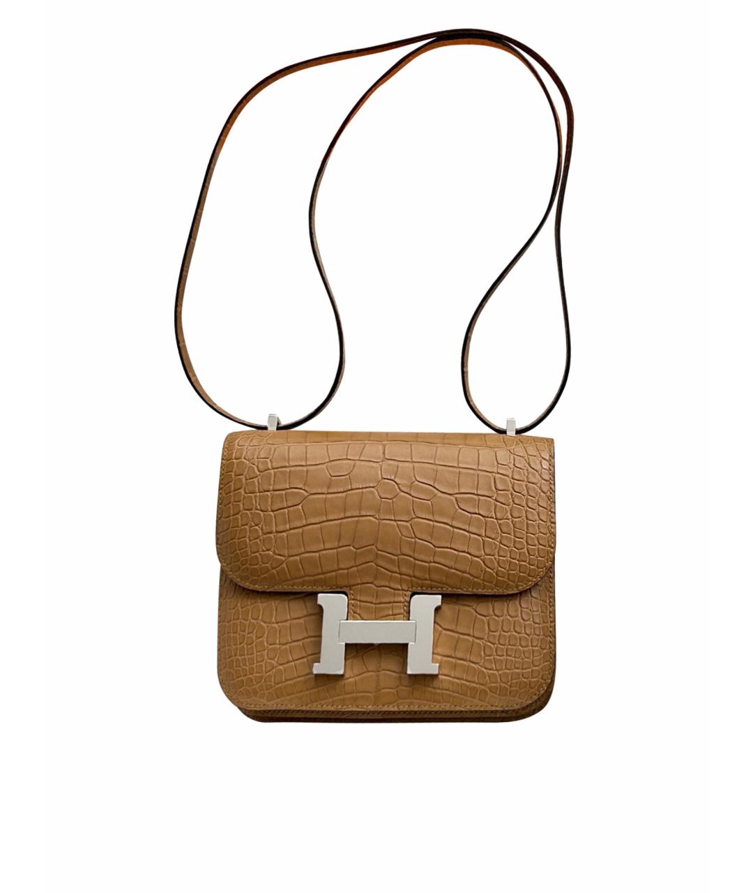 HERMES Коричневая кожаная сумка через плечо, фото 1