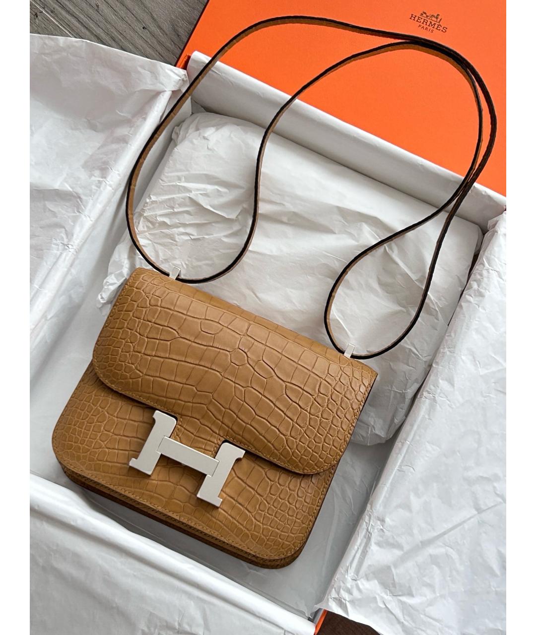 HERMES Коричневая кожаная сумка через плечо, фото 7
