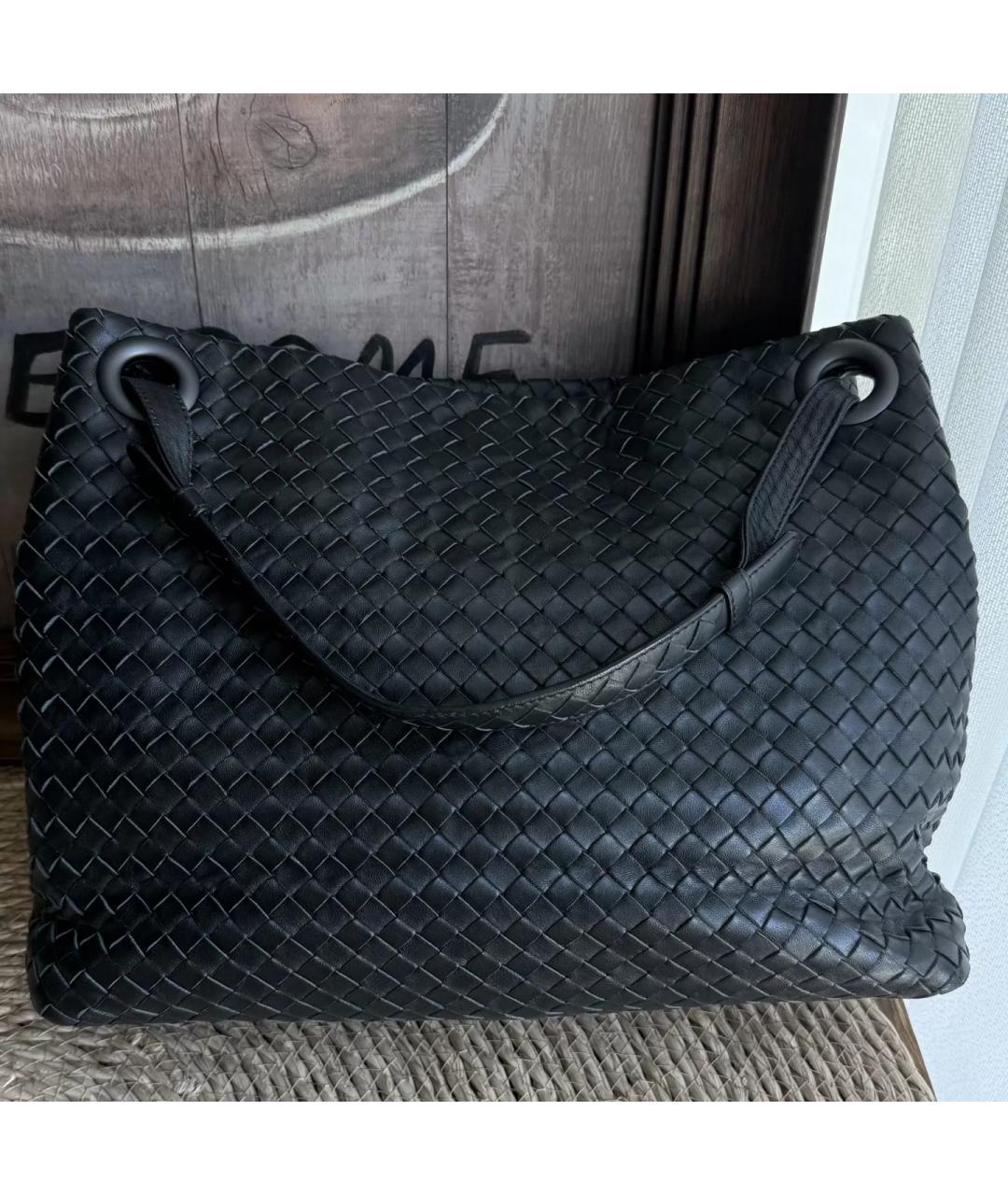 BOTTEGA VENETA Черная кожаная сумка тоут, фото 3