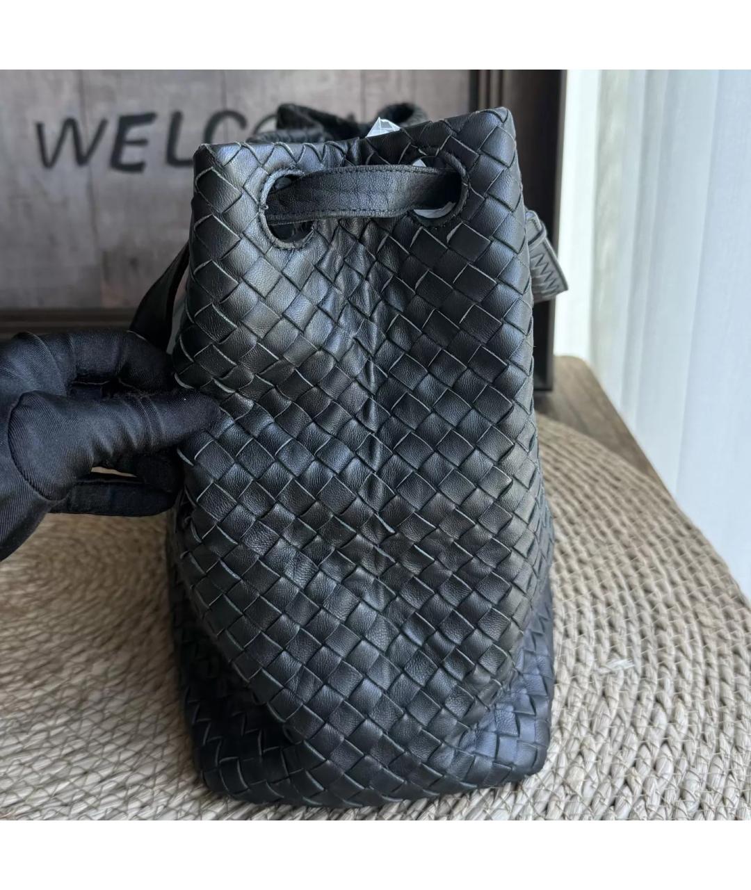 BOTTEGA VENETA Черная кожаная сумка тоут, фото 4