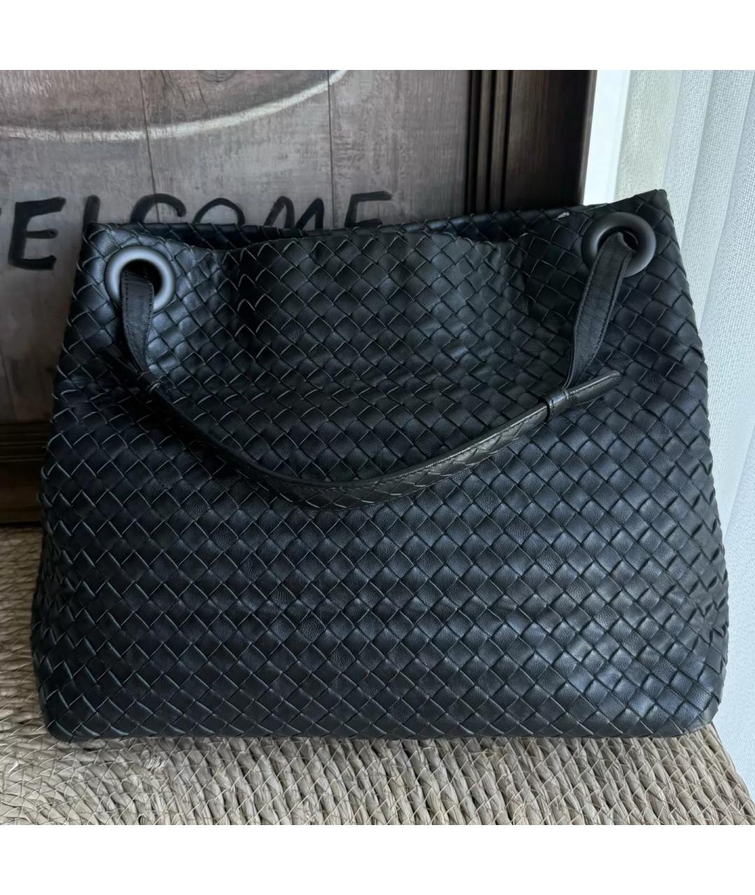 BOTTEGA VENETA Черная кожаная сумка тоут, фото 2