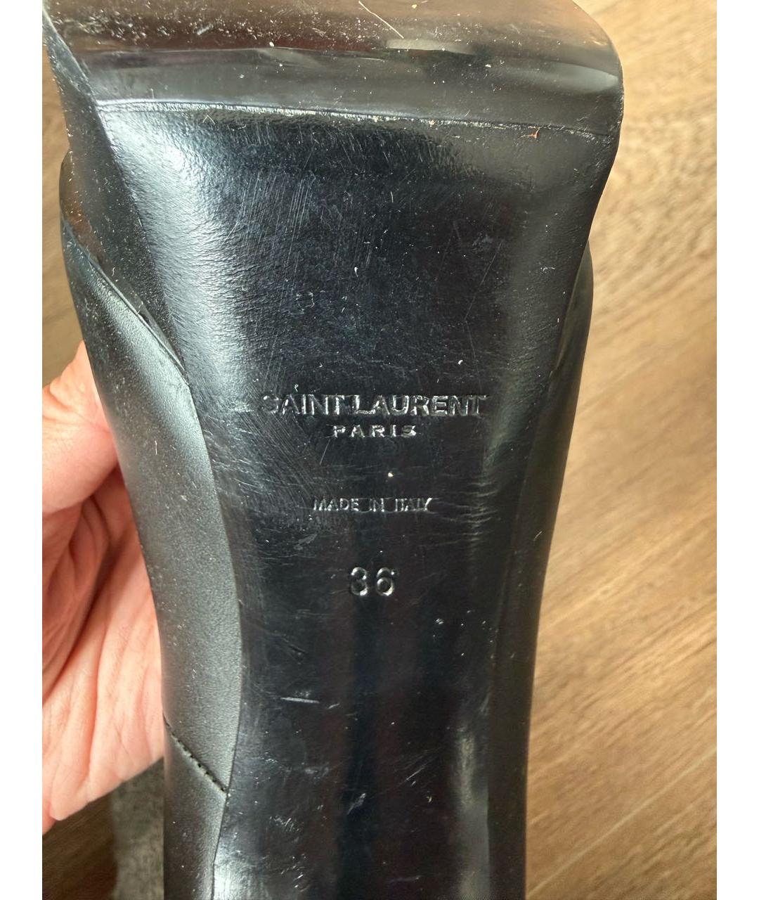 SAINT LAURENT Черные кожаные туфли, фото 6