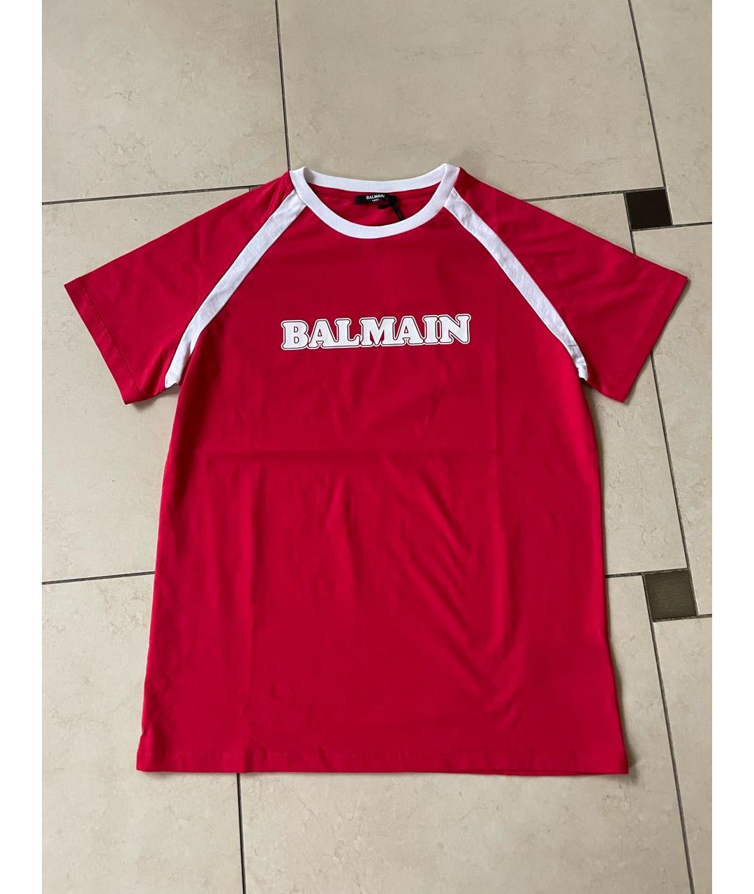 BALMAIN Красная хлопковая детская футболка, фото 4