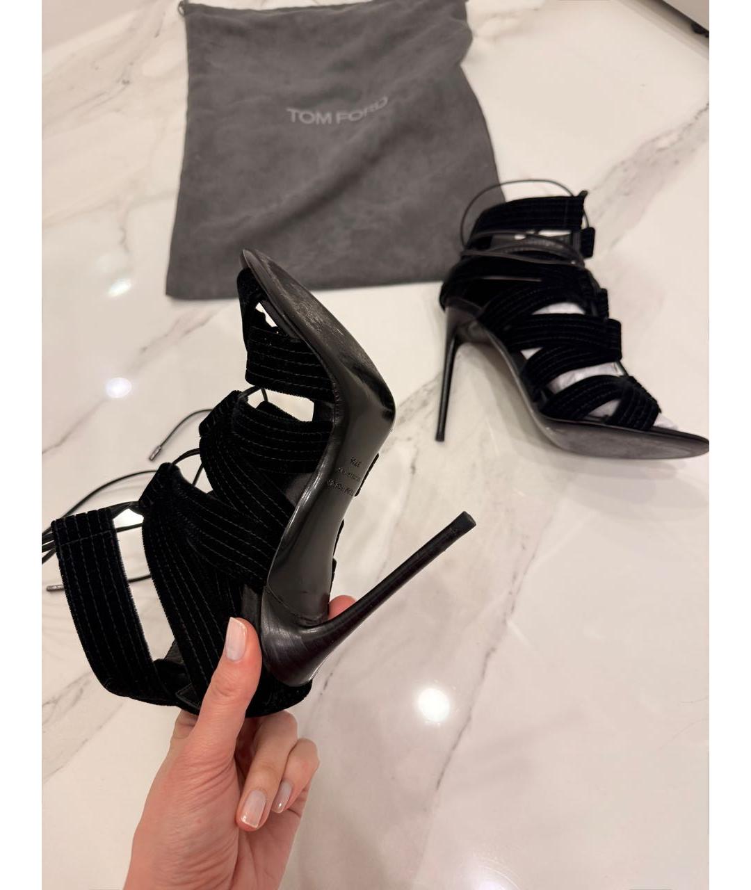 TOM FORD Черные кожаные босоножки, фото 8