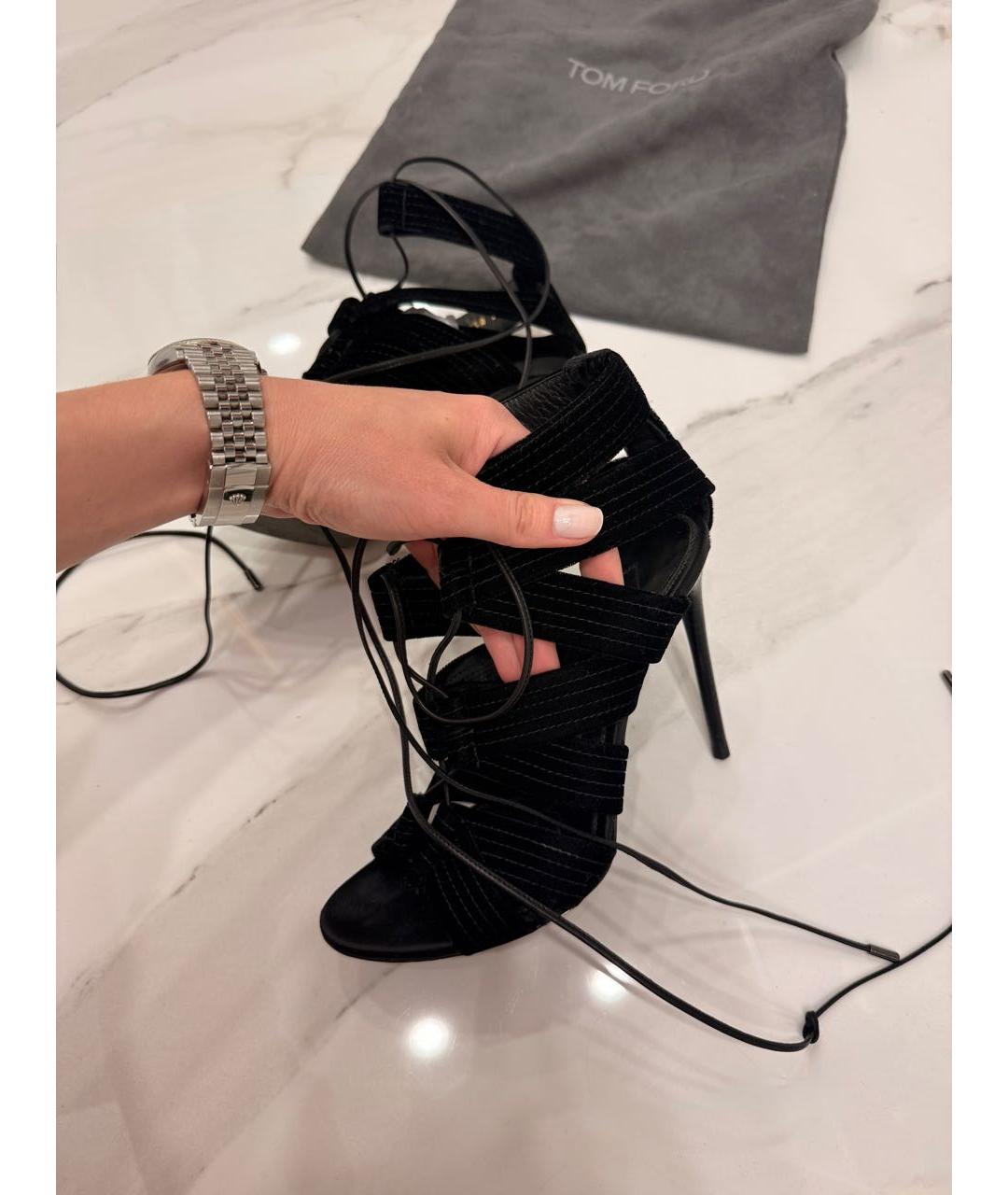 TOM FORD Черные кожаные босоножки, фото 4