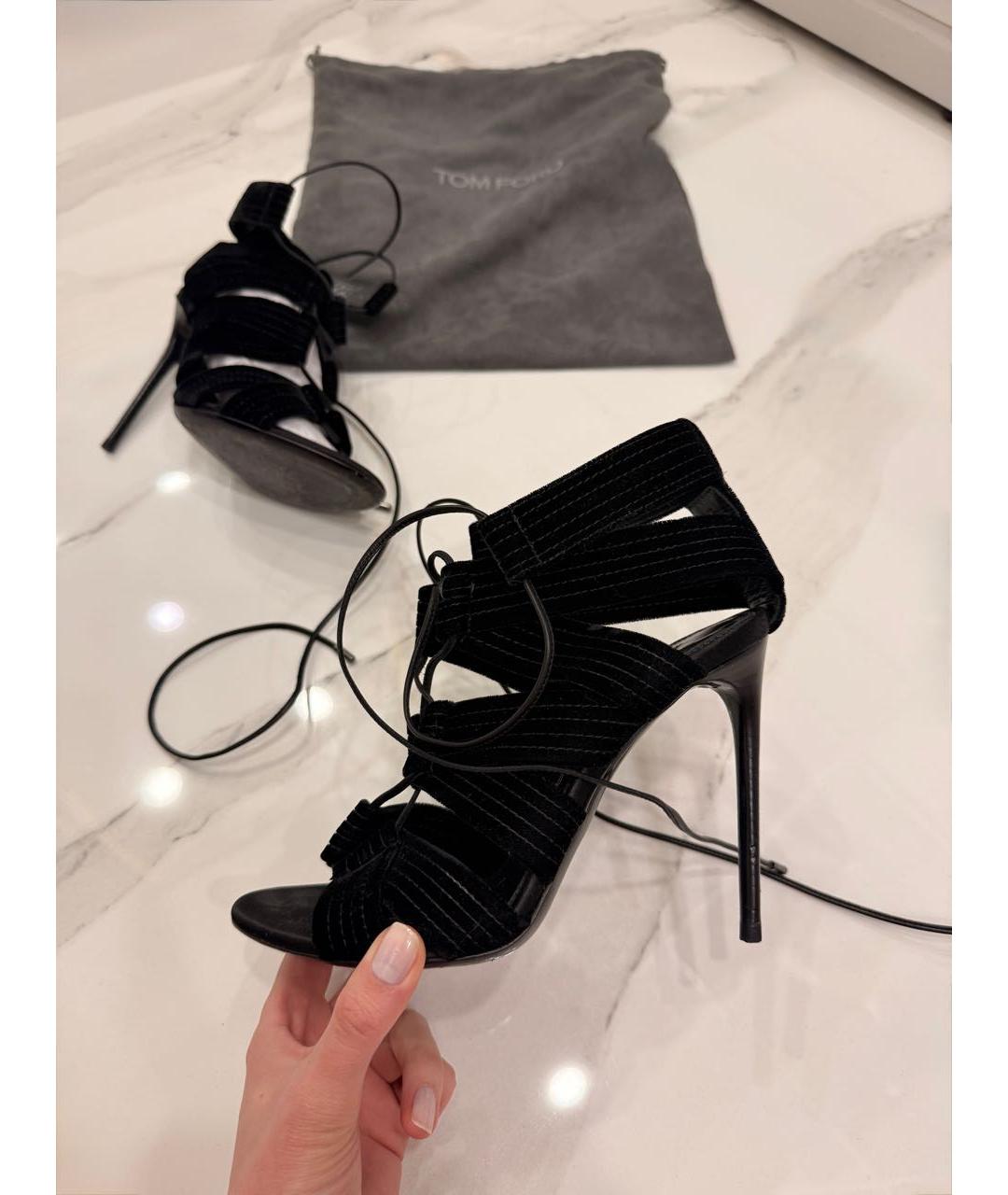 TOM FORD Черные кожаные босоножки, фото 9