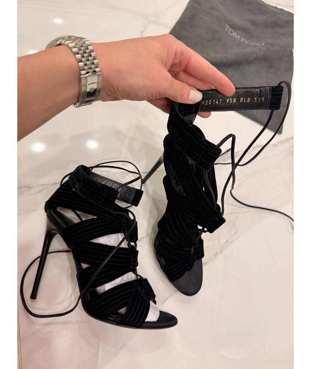 TOM FORD Черные кожаные босоножки, фото 6