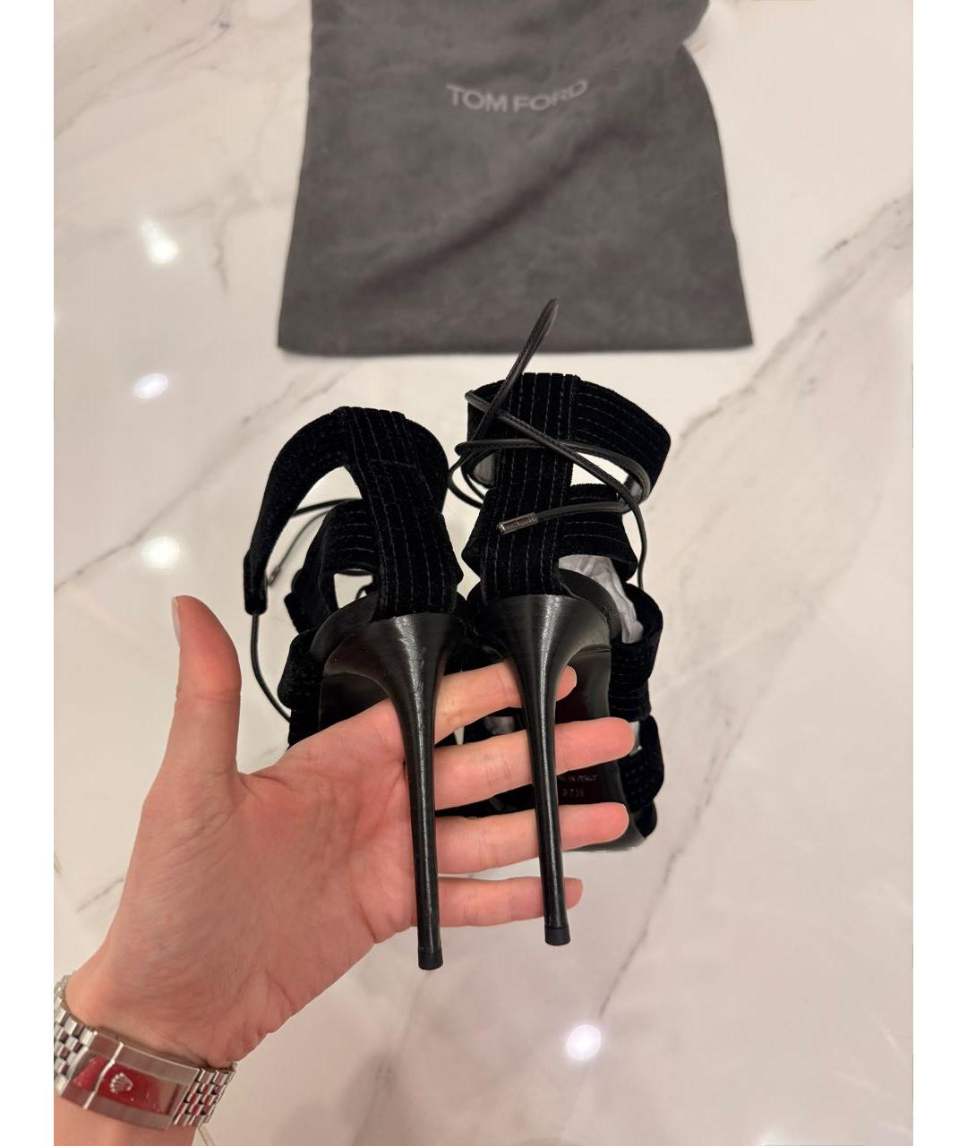 TOM FORD Черные кожаные босоножки, фото 5