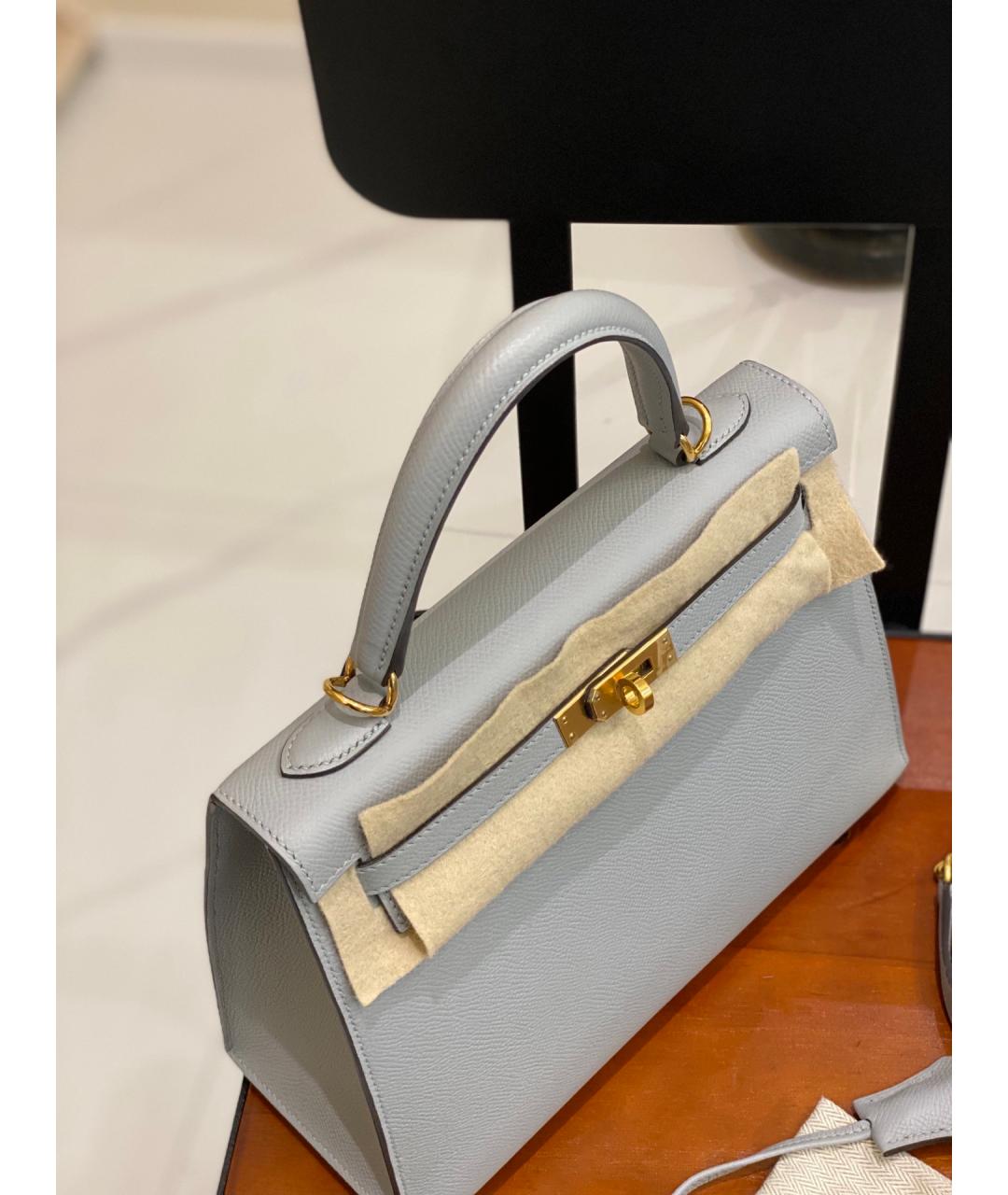 HERMES Синяя кожаная сумка тоут, фото 3