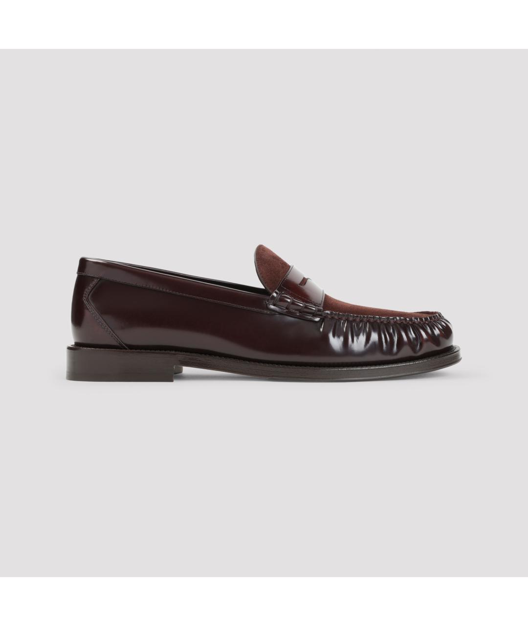 BRUNELLO CUCINELLI Бордовые кожаные лоферы, фото 2