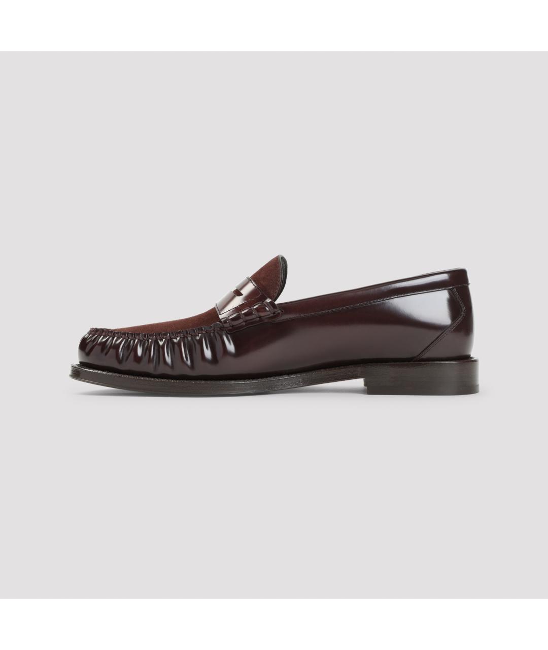 BRUNELLO CUCINELLI Бордовые кожаные лоферы, фото 3