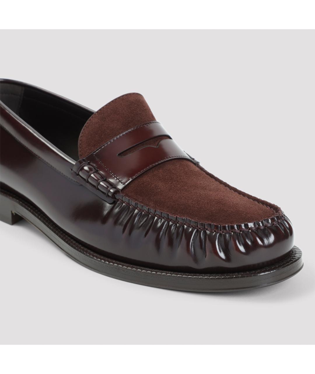 BRUNELLO CUCINELLI Бордовые кожаные лоферы, фото 5