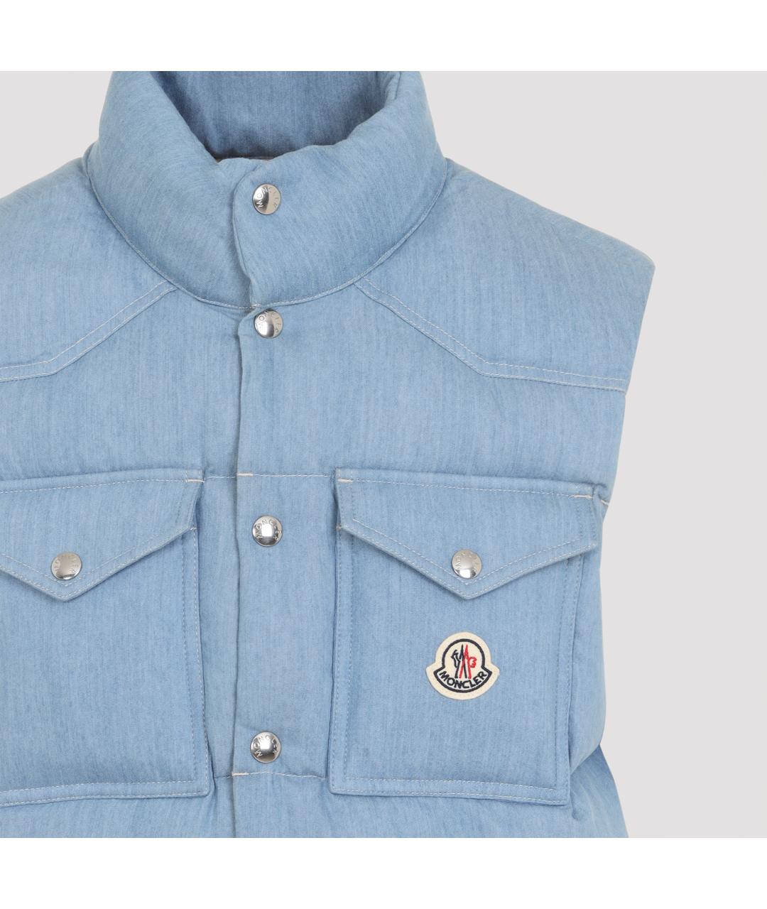 MONCLER Голубой хлопковый жилет, фото 4