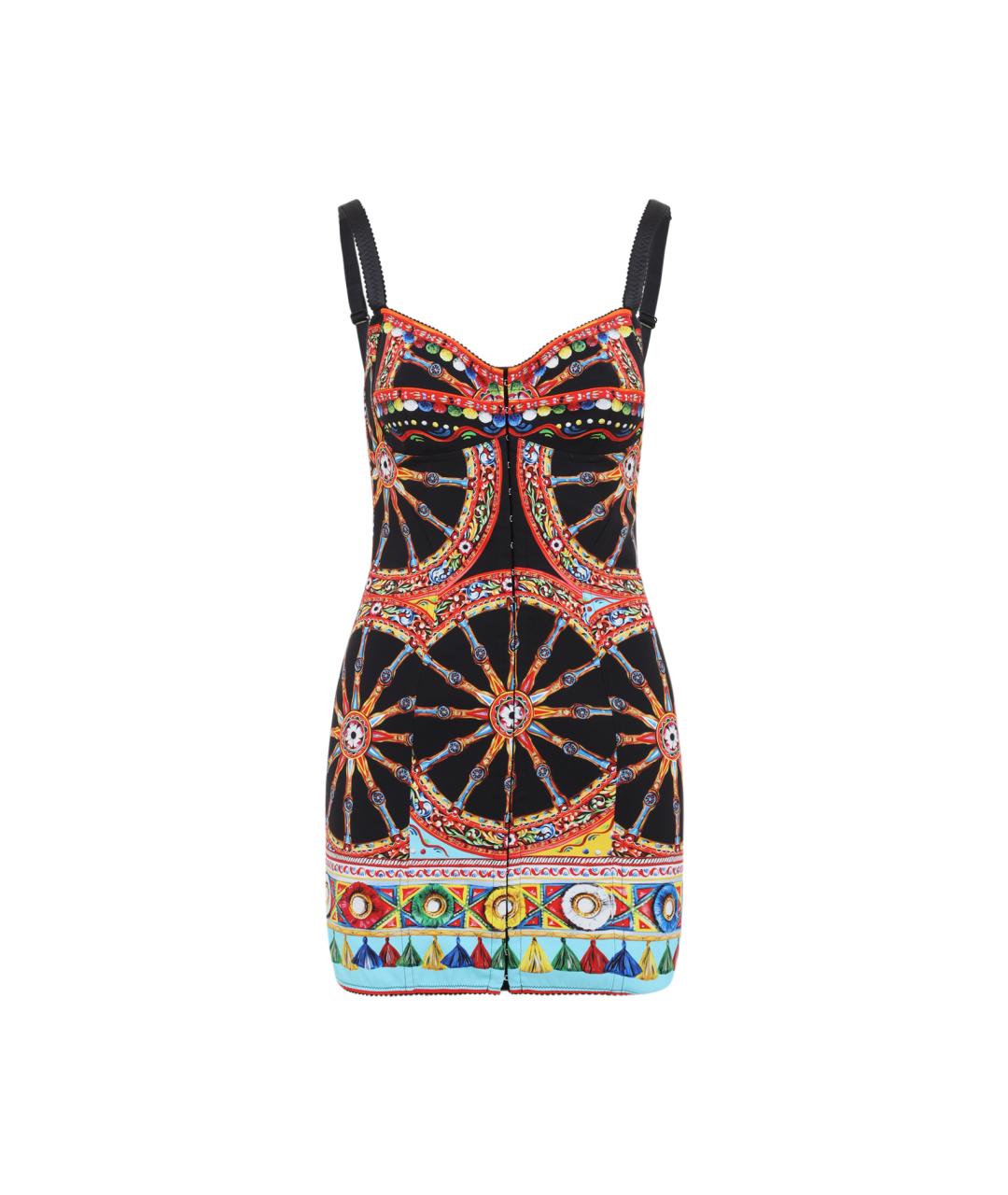 DOLCE&GABBANA Мульти шелковое коктейльное платье, фото 1