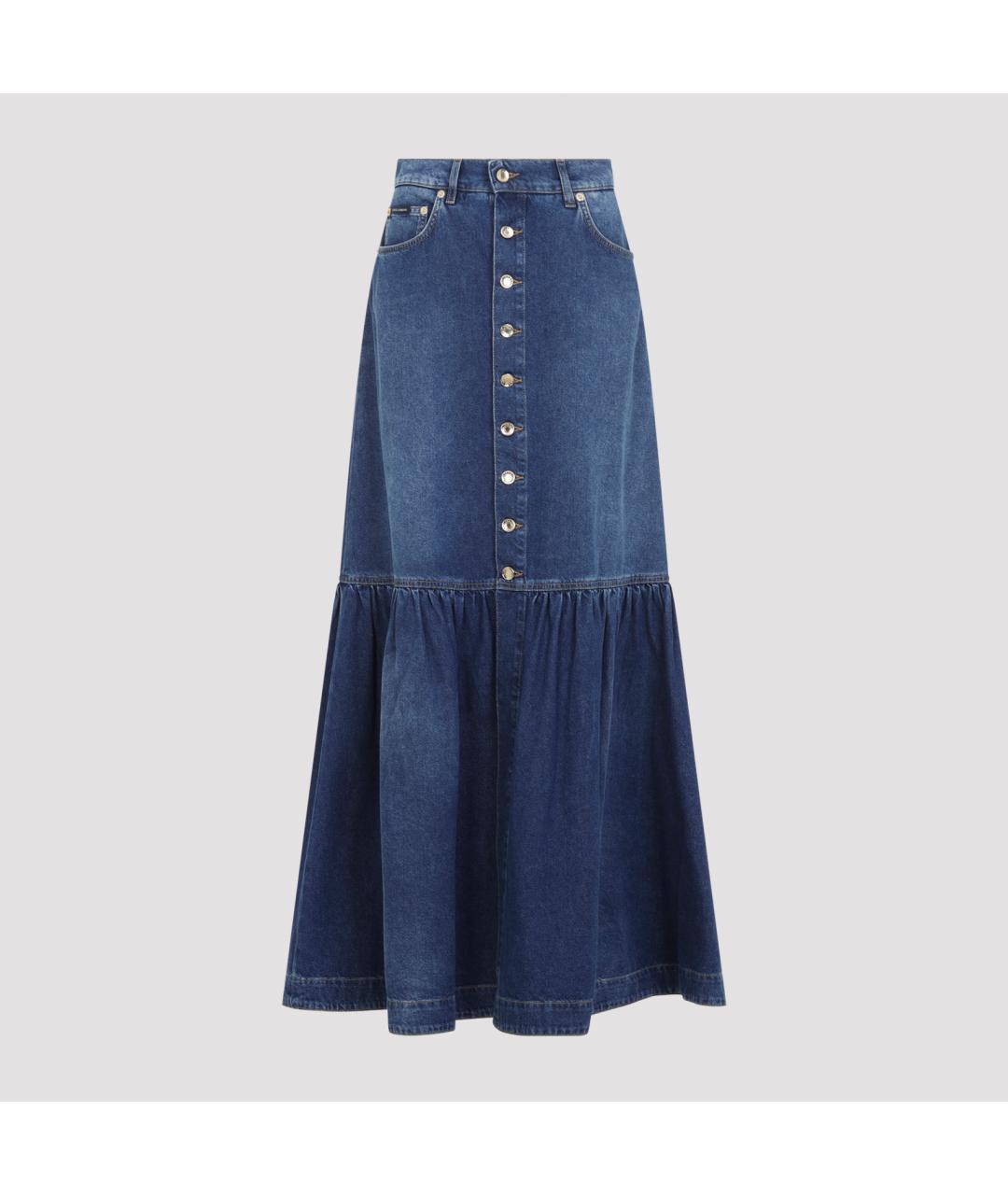 DOLCE&GABBANA Синяя хлопковая юбка макси, фото 2