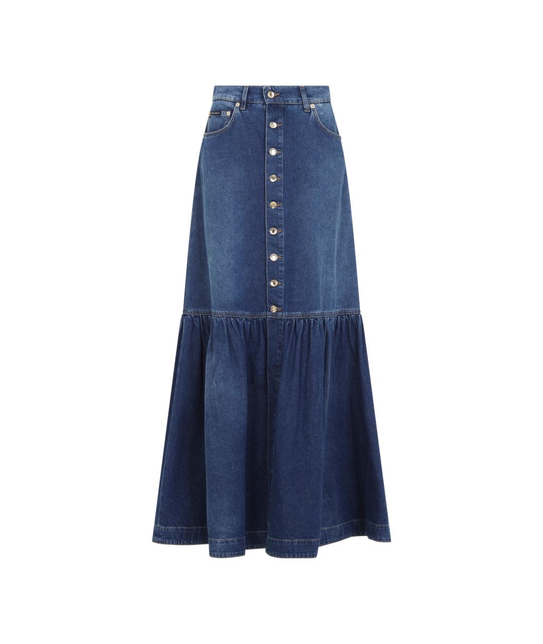 DOLCE&GABBANA Синяя хлопковая юбка макси, фото 1