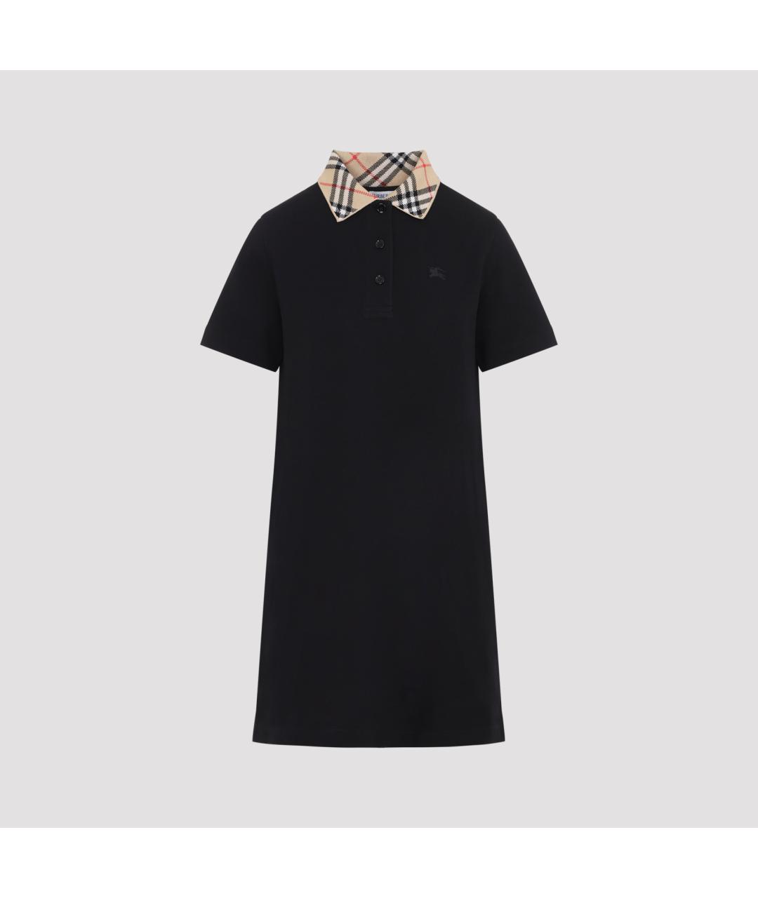 BURBERRY Черное хлопковое повседневное платье, фото 2