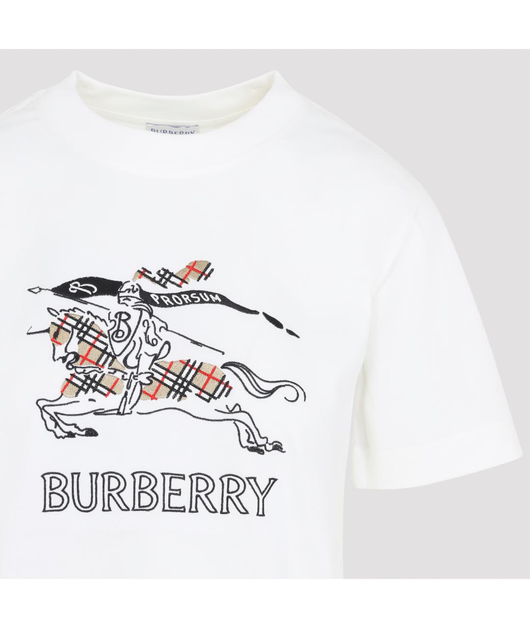 BURBERRY Белая хлопковая футболка, фото 3
