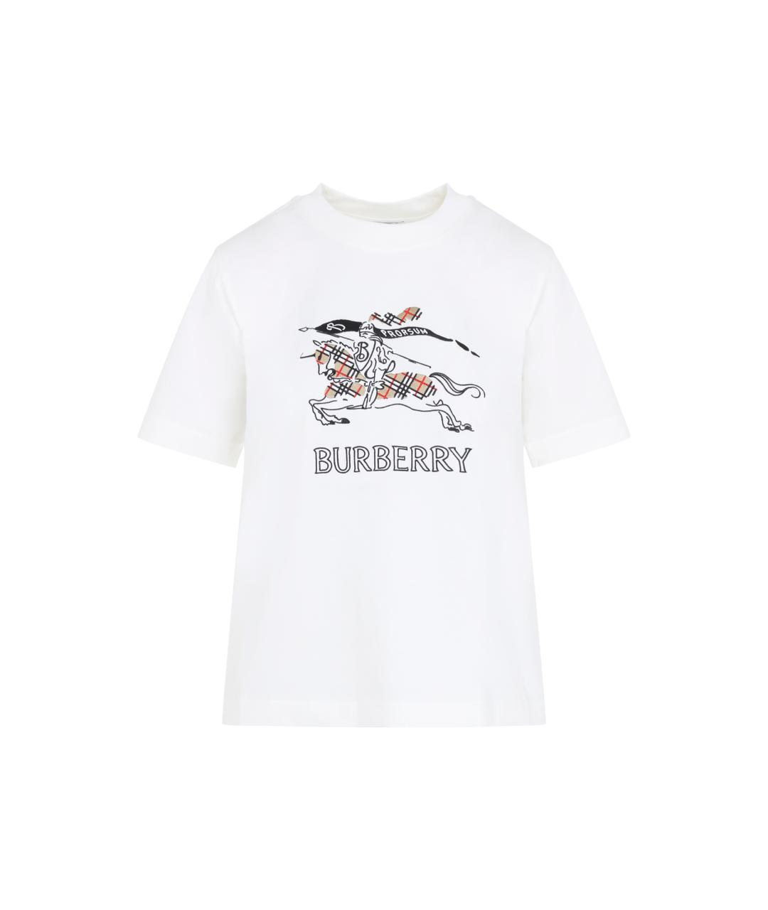 BURBERRY Белая хлопковая футболка, фото 1