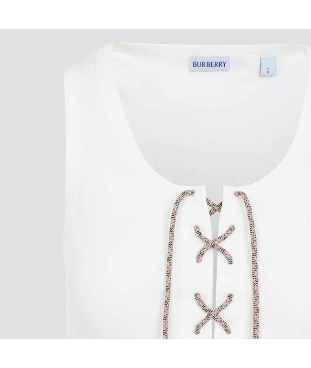 BURBERRY Белая хлопковая майка, фото 4