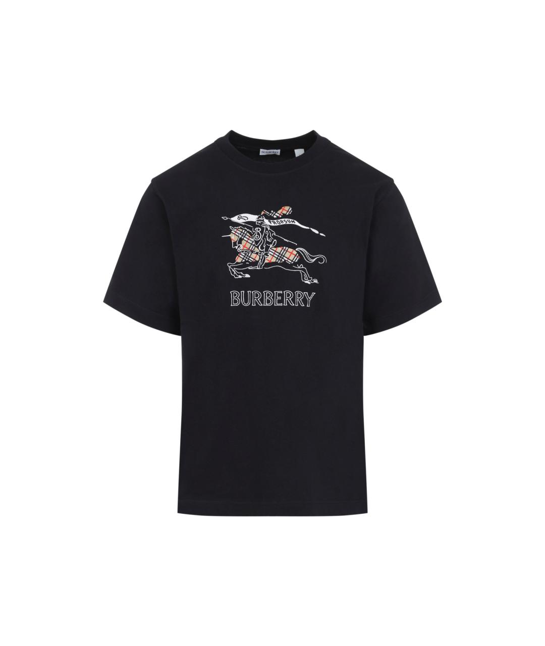 BURBERRY Черная хлопковая футболка, фото 1