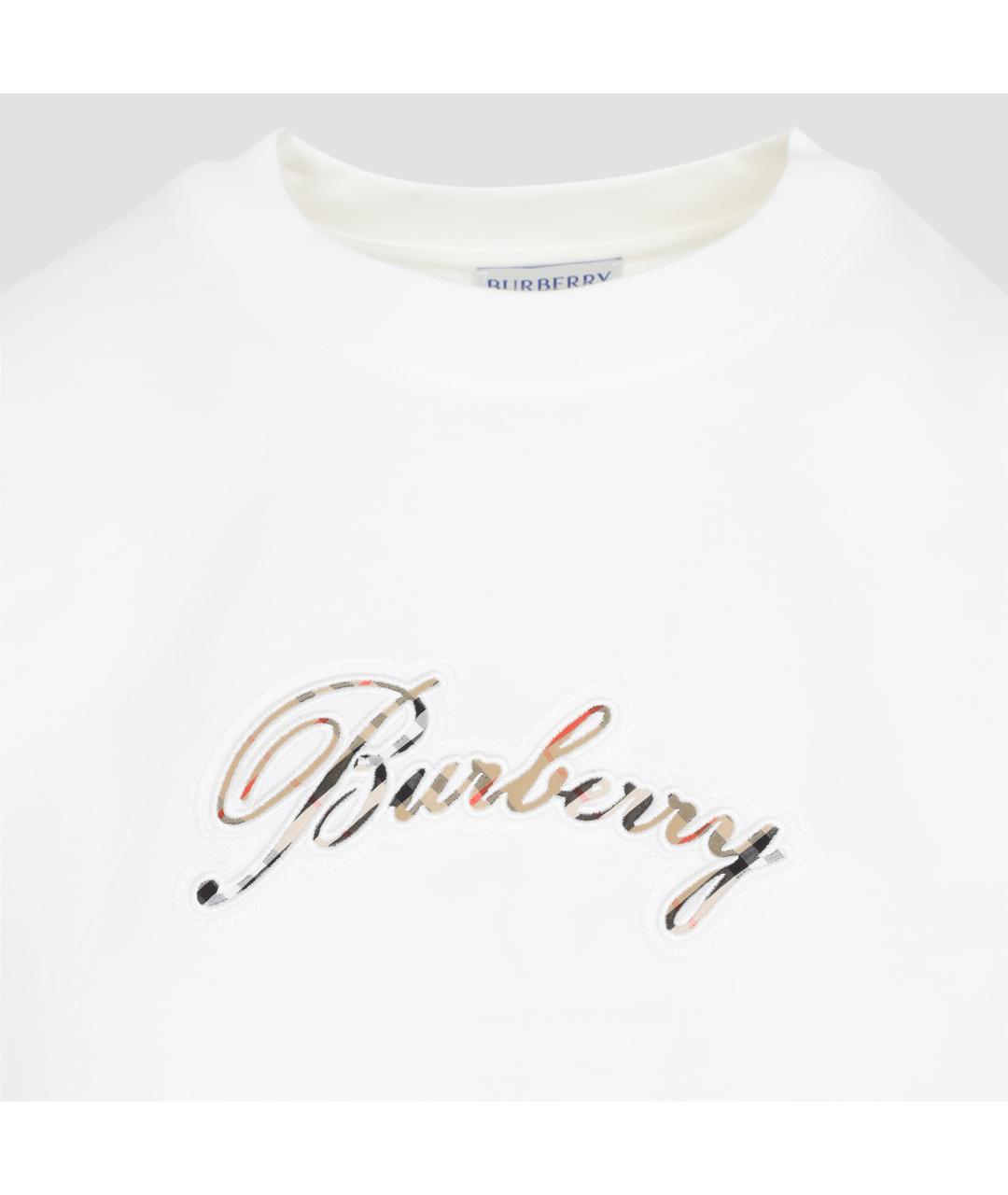 BURBERRY Белая хлопковая футболка, фото 3