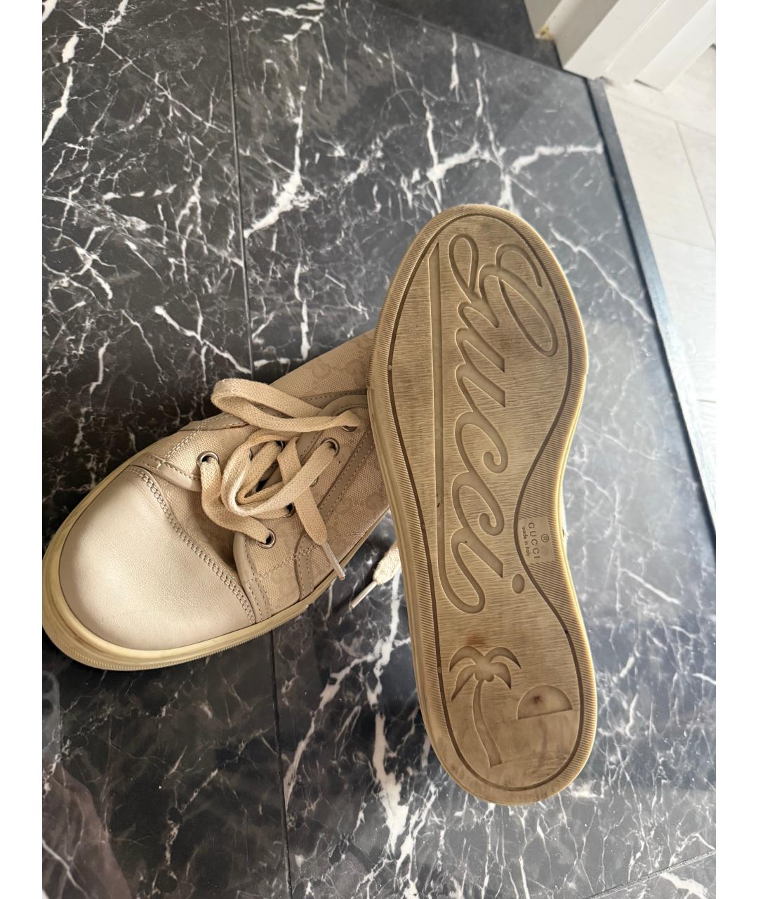 GUCCI Бежевые текстильные кеды, фото 3