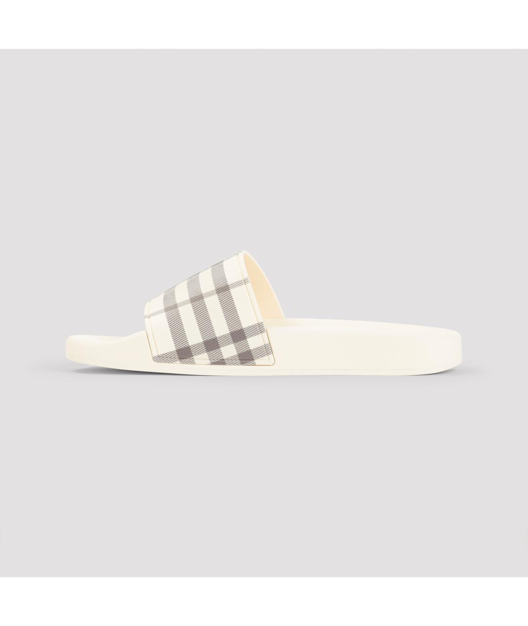 BURBERRY Бежевые резиновые шлепанцы, фото 3