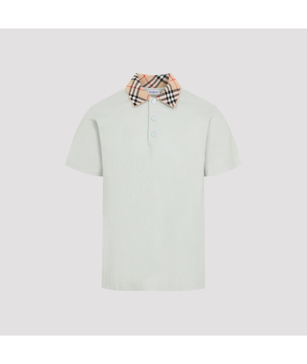 BURBERRY Зеленое хлопковое поло с коротким рукавом, фото 2